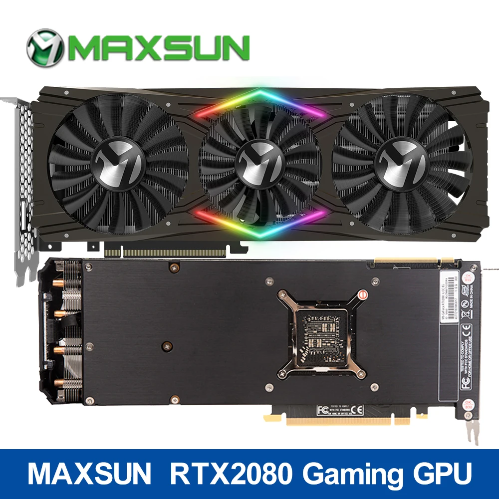 Видеокарта MAXSUN RTX2080 8G GDDR6 256bit 14000 МГц 2944 единиц 1515 1815 12nm PCI Express X16 HDMI + 3 * DP type C для