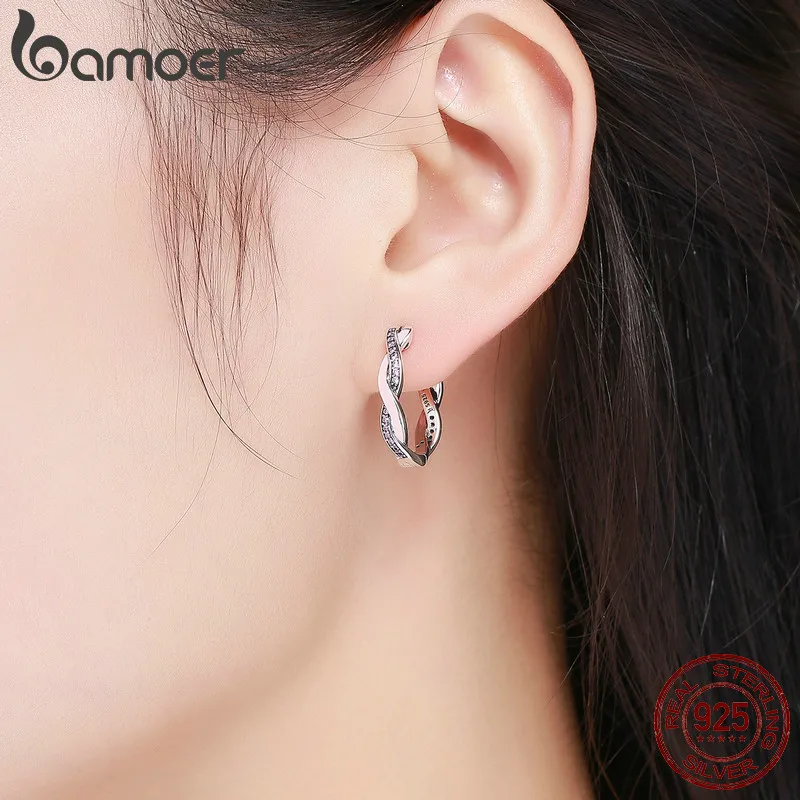 Серьги-кольца женские из серебра 100% пробы с фианитами |