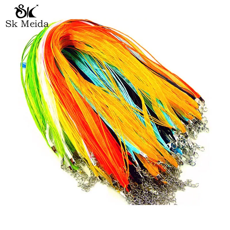 100 шт. разноцветная атласная лента шнур ожерелье цепочки ремешок 18 дюймов оптовая