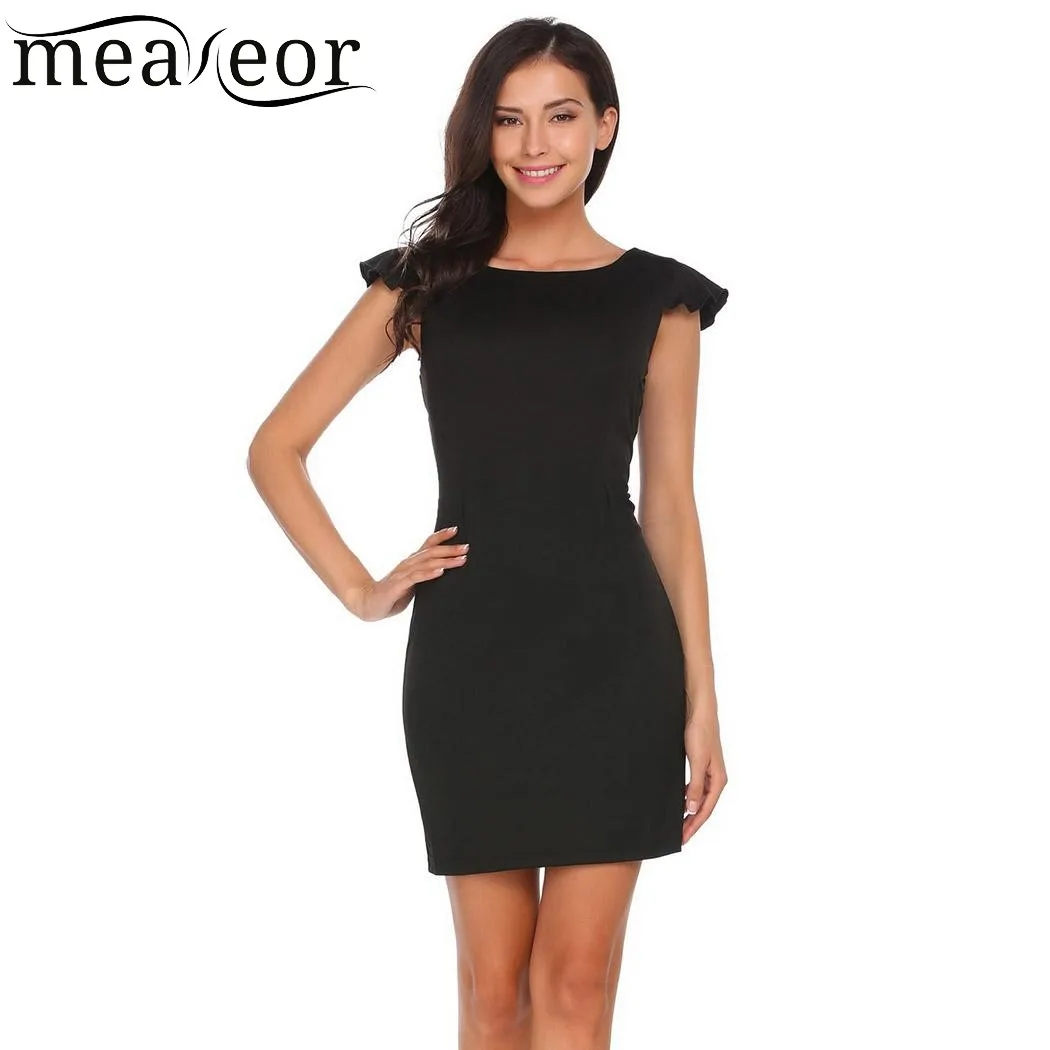 Meaneor осеннее женское повседневное вечернее платье с круглым вырезом и рукавом