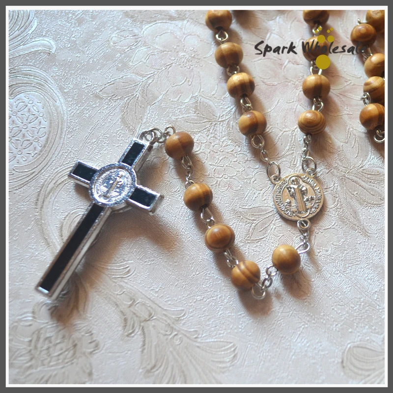 12 шт./лот христианские натуральные 8 мм сосновые деревянные бусины четки Святого