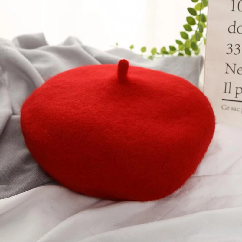 Шерстяные береты шапка на осень и зиму сохраняющая тепло шерстяная женские