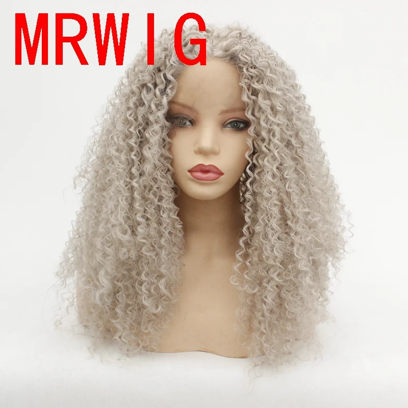 MRWIG # 4503New серый синтетический фронтальный кружевной парик для косплея без клея