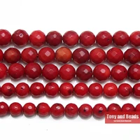 natural stone aa quality faceted red coral round beads 15 strand 5 7mm pick size for jewelry making
