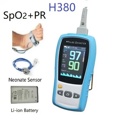 H380 neo Li-ion Blue 2," TFT 1 датчик для новорожденных детей и взрослых ручной пульсоксиметр SPO2 PR медицинский монитор сердечного ритма совместимый с Nellcor DS100A датчик - Цвет: H380 neo Li-ion Blue