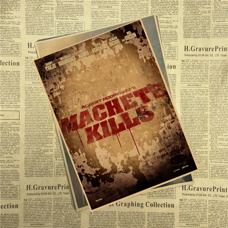 Ретро постер из крафт бумаги Machete Kills винтажный с принтом для michile Rodriguez Danny Trejo 42x30