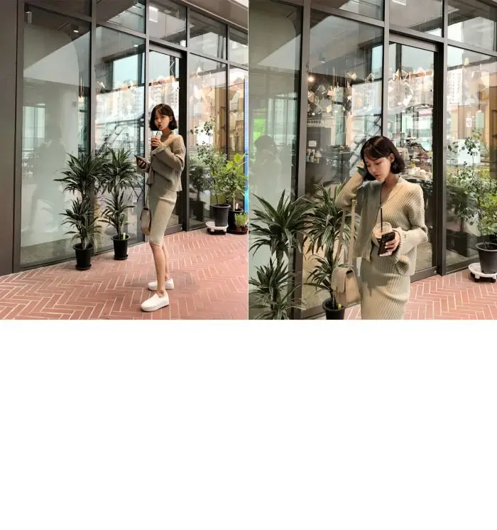 RUGOD Elegant ladies 2 pieces knitted suits Korean chic new single-breasted women cardigan& hight waist sweater skirts female