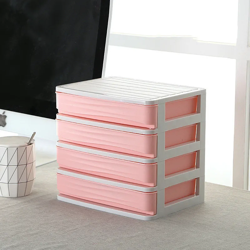 Pink 4 layer Многослойный пластиковый косметический ящик, органайзер для макияжа, коробка для хранения косметики, контейнер для ногтей, шкатулка, держатель, настольный чехол для хранения - Цвет: Pink 4 layer