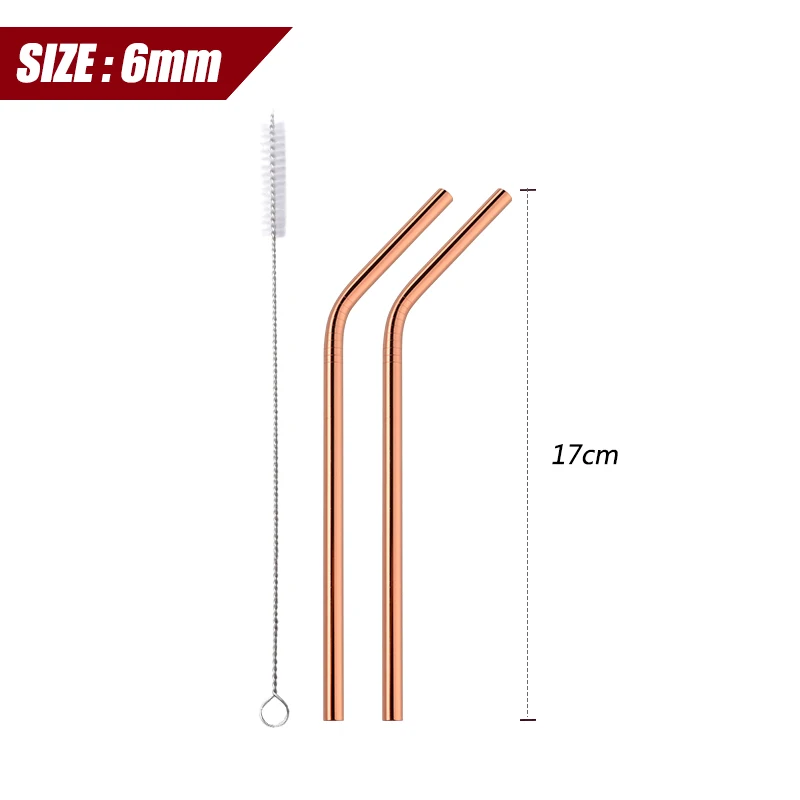 B rose gold-2pcs 2 шт Детские соломинки cocktai из нержавеющей стали соломы многофункциональные барные аксессуары пищевой соковый коктейль 1 щетка - Цвет: B rose gold-2pcs