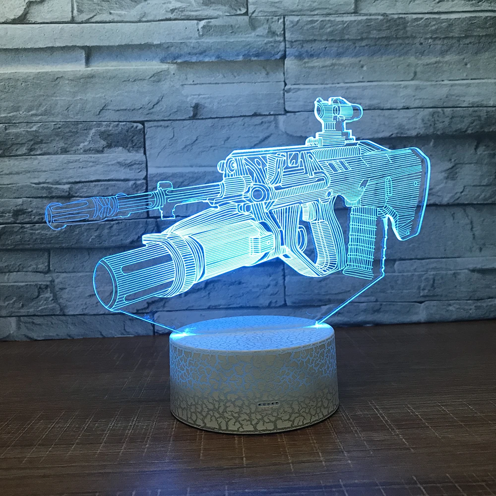 Машина gun3D ночник креативная Иллюзия 3d лампа LED 7 цветов меняющая Настольная для