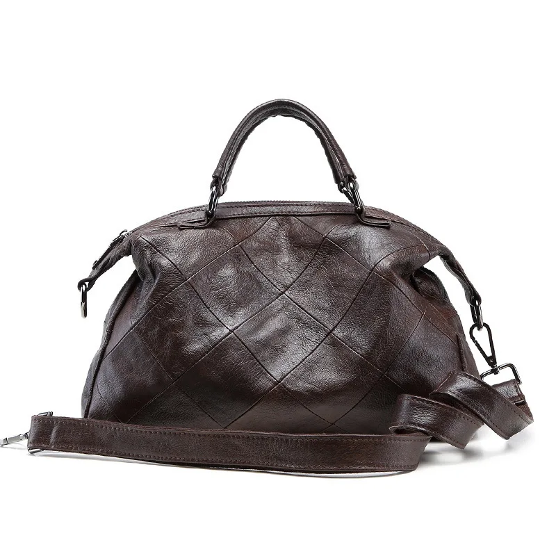 New Brand Fashion Designer Genuine Cow Leather Women's Hobos Totes Female Nature Cowhide Solid Plaid Crossbody Messenger Bags | Багаж и