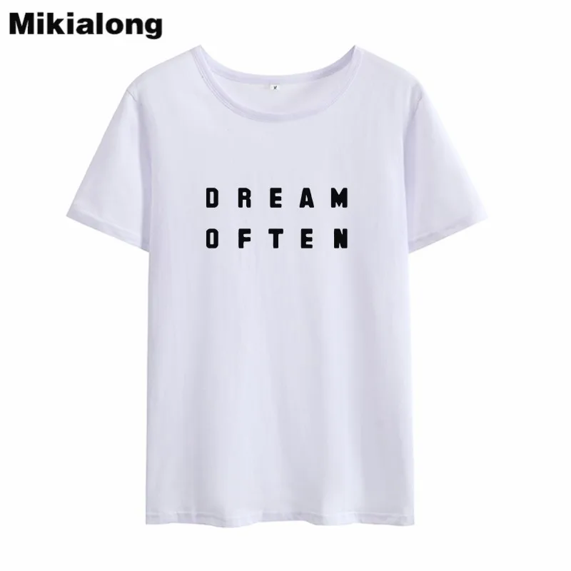 Mikialong Dream часто уличная Harajuku черная футболка женская 2018 летняя Базовая с принтом