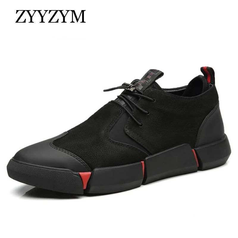 ZYYZYM Shoes Men Black Spring Autumn Casual Leather Breathable Fashion British Shoe Zapatos De Hombre | Обувь
