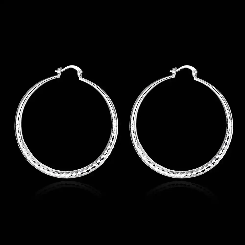 Серьги кольца с серебряным покрытием 5 1 см большие круглые серьги текстурой змеи