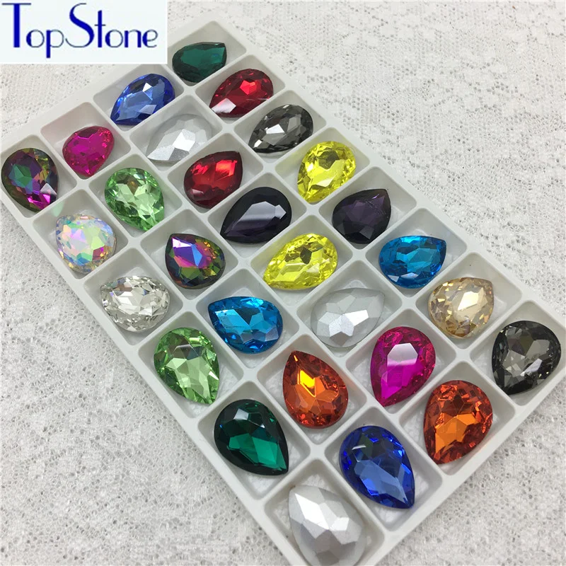 Смешанные цвета стеклянный кристалл в форме слезы заостренные с обратной