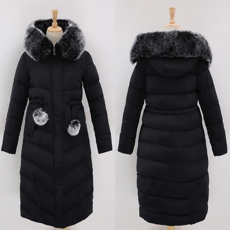 Меховой воротник с длинным капюшоном casaco feminina inverno теплая утепленная хлопковая