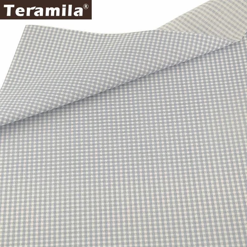 Хлопок Teramila ткань Telas белый светильник серый клетчатый дизайн патчворк саржа