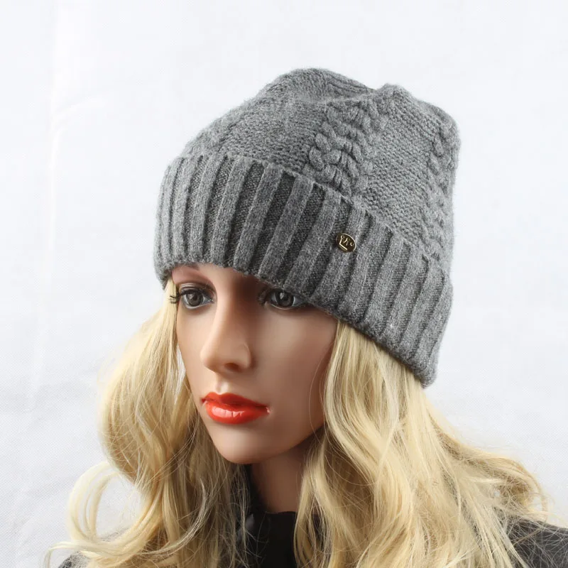 2019 Брендовая женская зимняя шапка Вязаная кашемировая Шерстяная Шапка бини