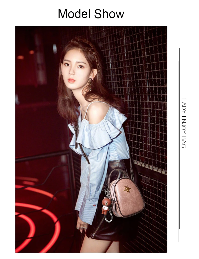 Women Bags Genuine Leather Shoulder Bag Crossbody Famous Brand Tote Handbag Cute Small Fashion Shopping Bag with Bear Pendant