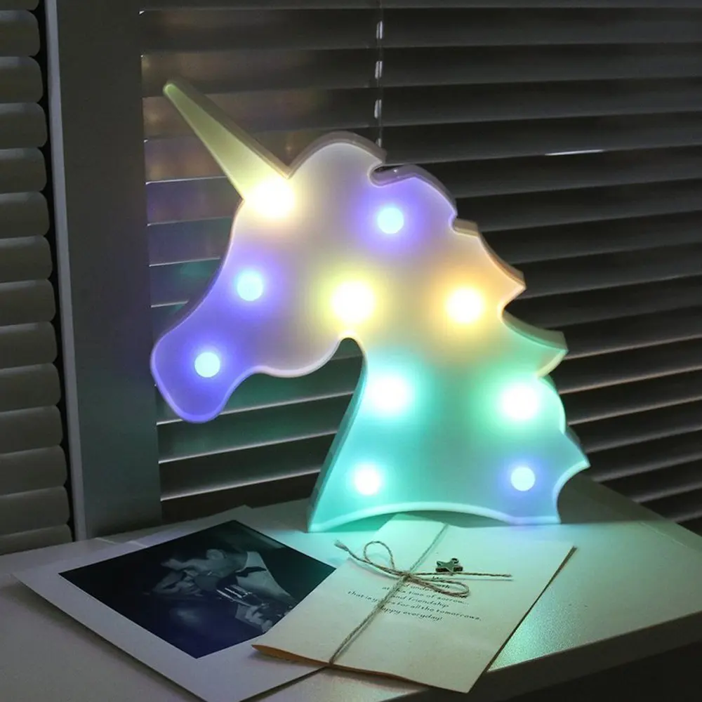 Ночник светильник Единорог LED голова детский ночник 3D Красочные лампы для