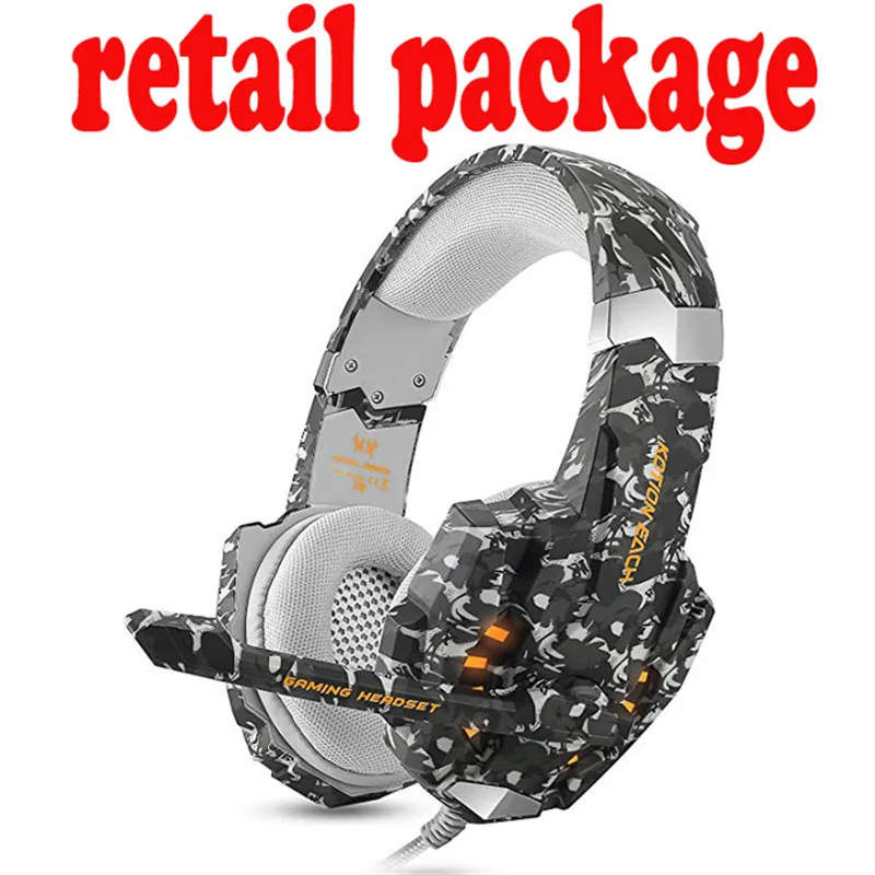 G9600 gray cable KOTION каждый стерео камуфляж 3,5 мм игровая гарнитура с шумоподавлением наушники с микрофоном светодиодный светильник для PS4/PC/Xbox One/iPad/psp - Цвет: G9600 gray cable