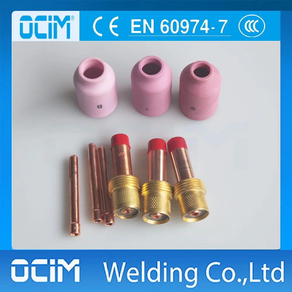 Комплект газовых объективов для сварки Tig Collet Body 9 шт. подходит сварочных горелок