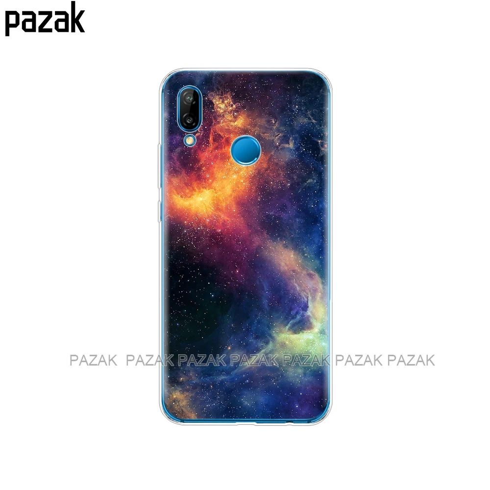 Силиконовый чехол для телефона Huawei P20 P8 P9 P10 Lite Plus Pro 2017 p smart 2018 звездное небо Луна