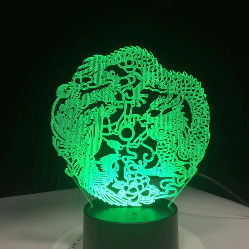 Феникс дракона 3D древних Животные ночник светодиодный сенсорный лампы визуальный 7 цветов Изменение USB Мощность Luminaria лампы домашнего декора подарок