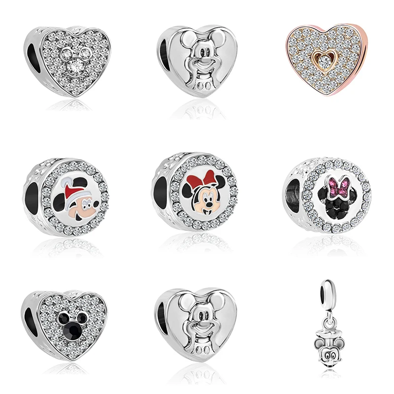 Мультфильм кристалл Минни Микки Милая мышь бисера Подходит для женщин Pandora Шарм