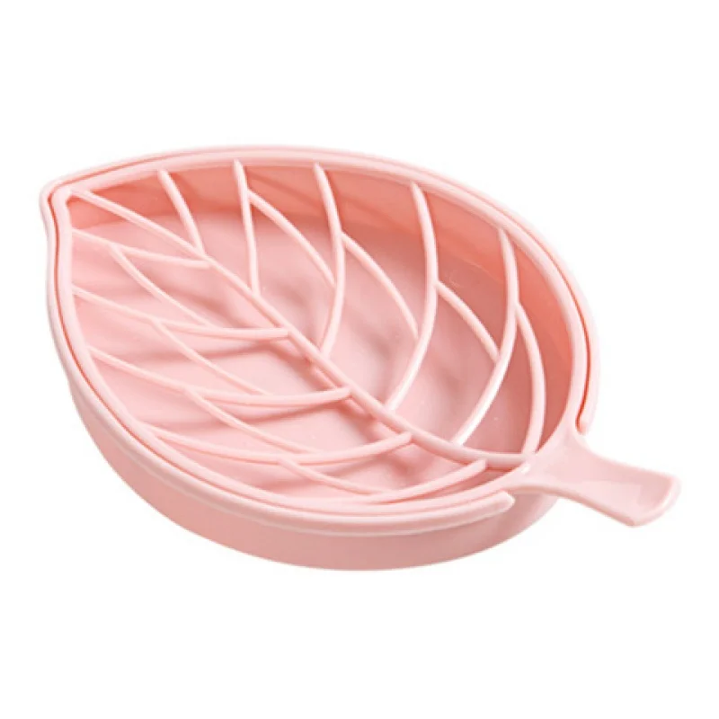Pink 3 шт./лот пластик PP Мыло листья коробка для хранения двойной слой синий зеленый розовый Дерево лист Туалет мыло организации контейнер - Цвет: Pink