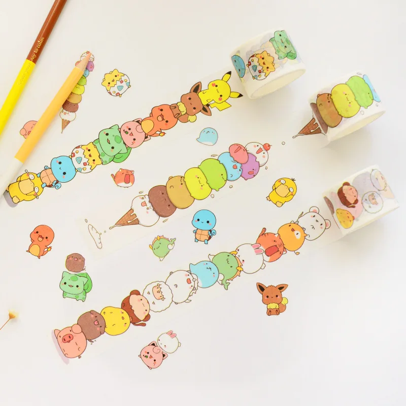 1 шт./лот мультфильм васи клейкие ленты DIY японский бумага Покемон декоративная клейкая лента/маскирующая клейкая лента наклейки