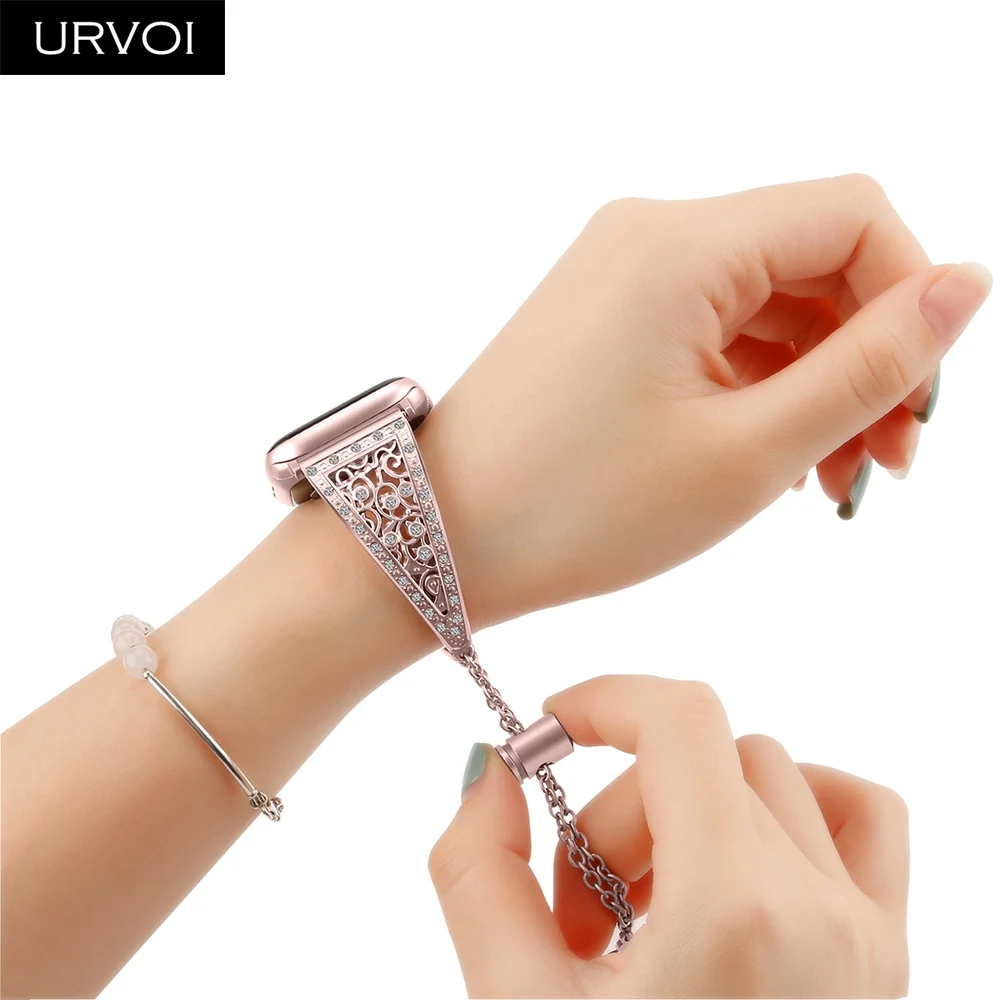 URVOI band для Apple Watch цепочка серия 6 SE 5 4 3 21 браслет с резьбой девочек наручная манжета