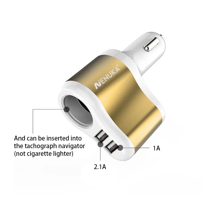 Ненука автомобиля Зарядное устройство прикуриватель 2-Порты USB Зарядное устройство 2.1A автомобиля-Зарядное устройство мобильного телефона, Универсальные наушники для iPhone samsung зарядки