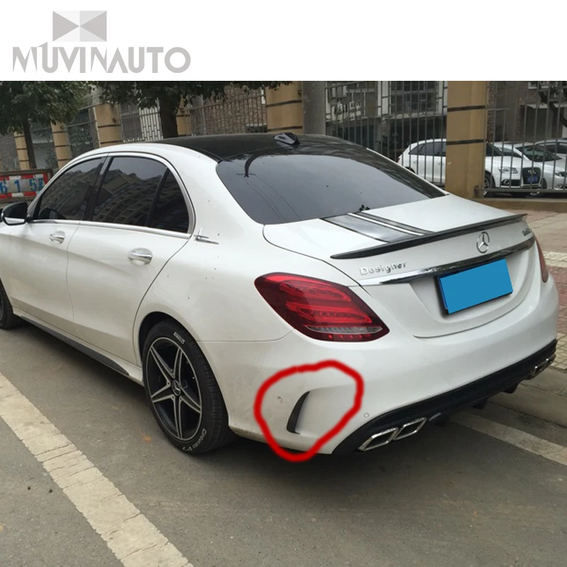 C-classe Carbon Fiber Hinten stoßstange 와 Stamm украшения Vent Ramosgel для Mercedes Benz W205 Limousine 4 Tür Nur 14 -17 C63