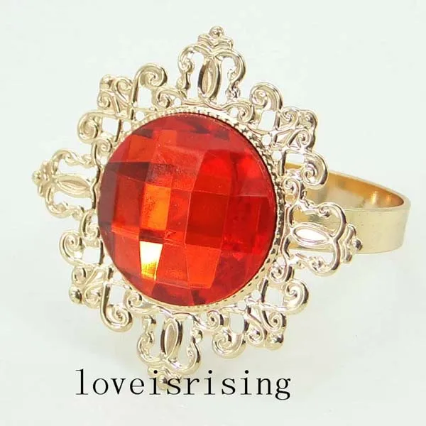 50 шт./лот красивые сверкающие Позолоченные Кольца для салфеток с драгоценными