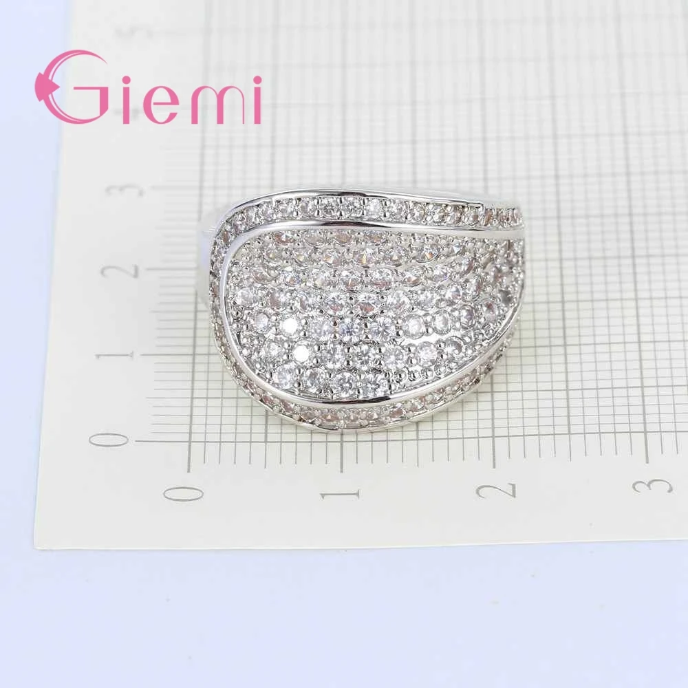 

Women Engagement Wedding Jewelry Modern Luxury Shiny Ring 925 Sterling Silver Cubic Zirconia Fashion Party Accessory