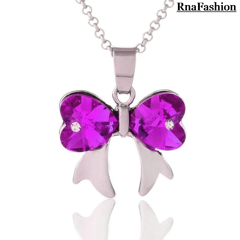 2014 оптовые продажи австрийский кристалл бант массивное ожерелье с подвеской