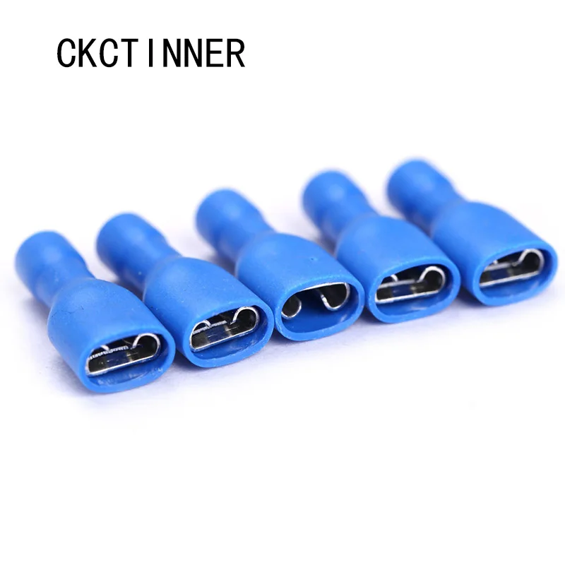 100pcs 50pcs FDFD2-250 MDD2-250 6 3mm azul 16-14AWG conector de Cableado aislado Terminal crimpado Spade | Обустройство дома