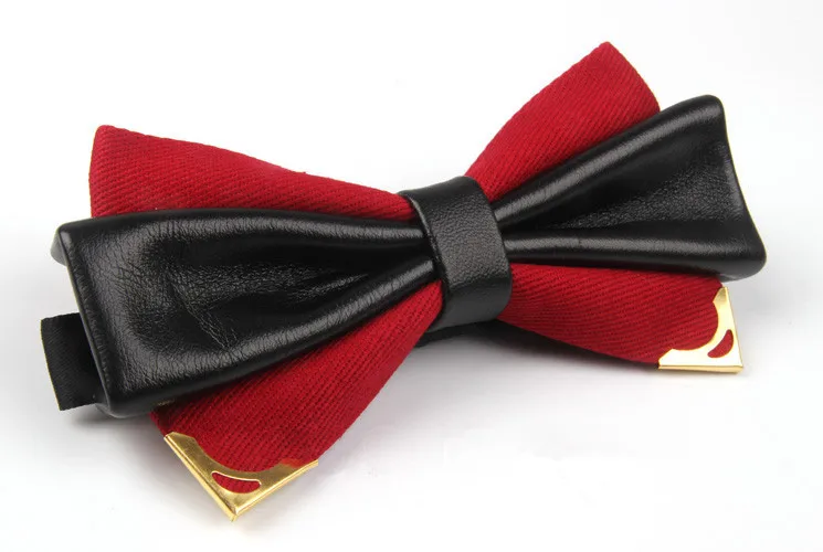 Новый высококачественный однотонный Кожаный Галстук-бабочка деловой костюм