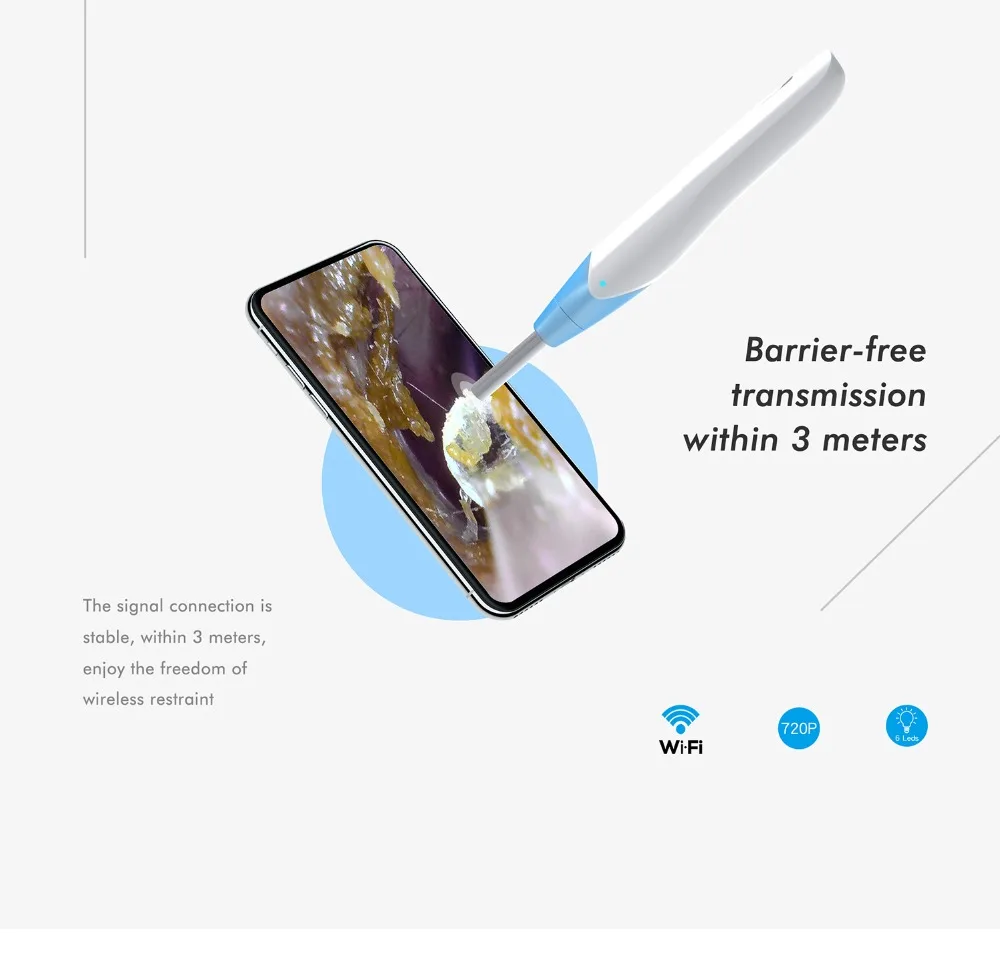 Antscope Wifi Ушная очистка Otoscope интегрированный 5,5 мм беспроводные безопасные с медицинской точки зрения инструмент для чистки ушей Эндоскоп камеры
