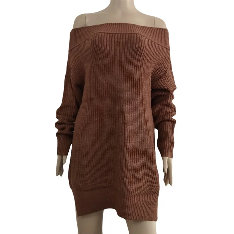 Womens Long Sleeve Pullover Off Shoulder Sweater Oversized Knitted Jumper Sueter Mujer Invierno Casaco Feminino Saltador #A2 | Женская