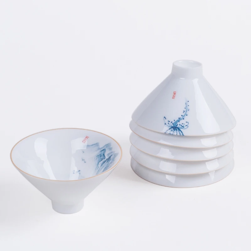Новый синий и белый фарфор Чай чашки Керамика один Шапки ручная роспись кунг фу