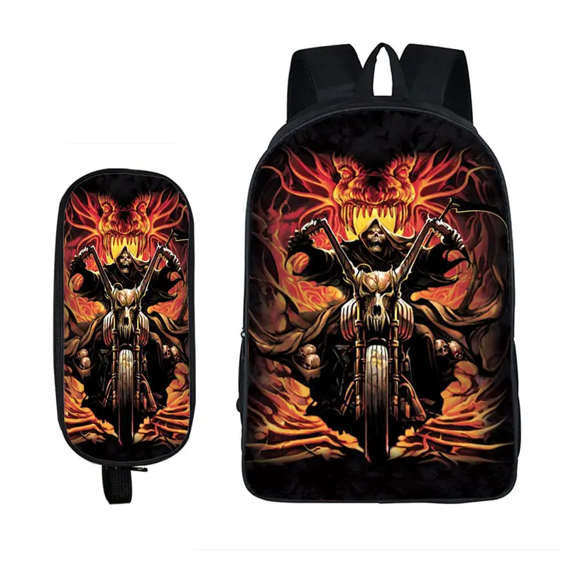 Рюкзак Rock Cold Skull, школьная сумка в стиле аниме, Мультяшные рюкзаки, Детская мода, рюкзак для ноутбука, рюкзак для путешествий для мальчиков-подростков - Цвет: Skull Combo Pack 02