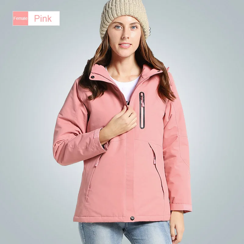 Women Pink USB умная зарядка нагревательная куртка зимняя теплая одежда из углеродного волокна теплая термостатическая одежда(power bank не входит в комплект - Цвет: Women Pink