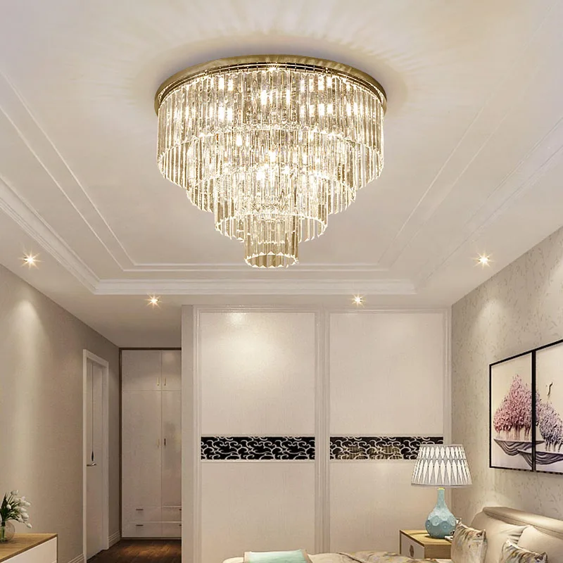 Роскошная хрустальная лампа в стиле постмодерн светодиодный круглый потолочный