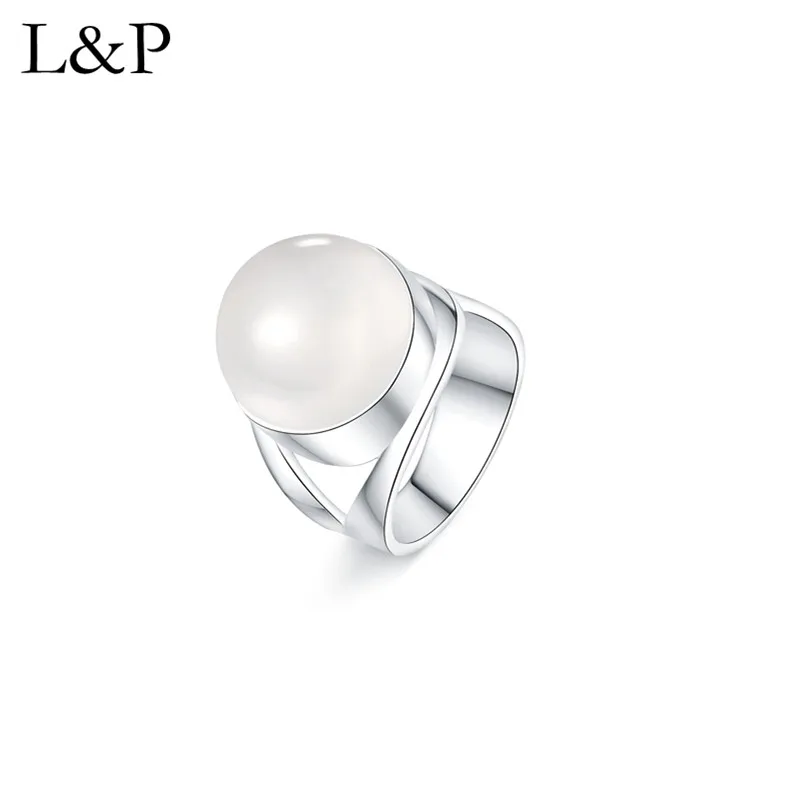 L &amp P элегантное белое кольцо из халцедона для женщин подлинное искусственное