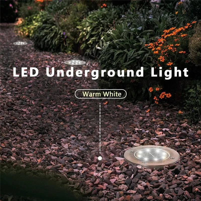 Водонепроницаемый IP65 8 LED бронзовый Солнечный Подземный свет из нержавеющей