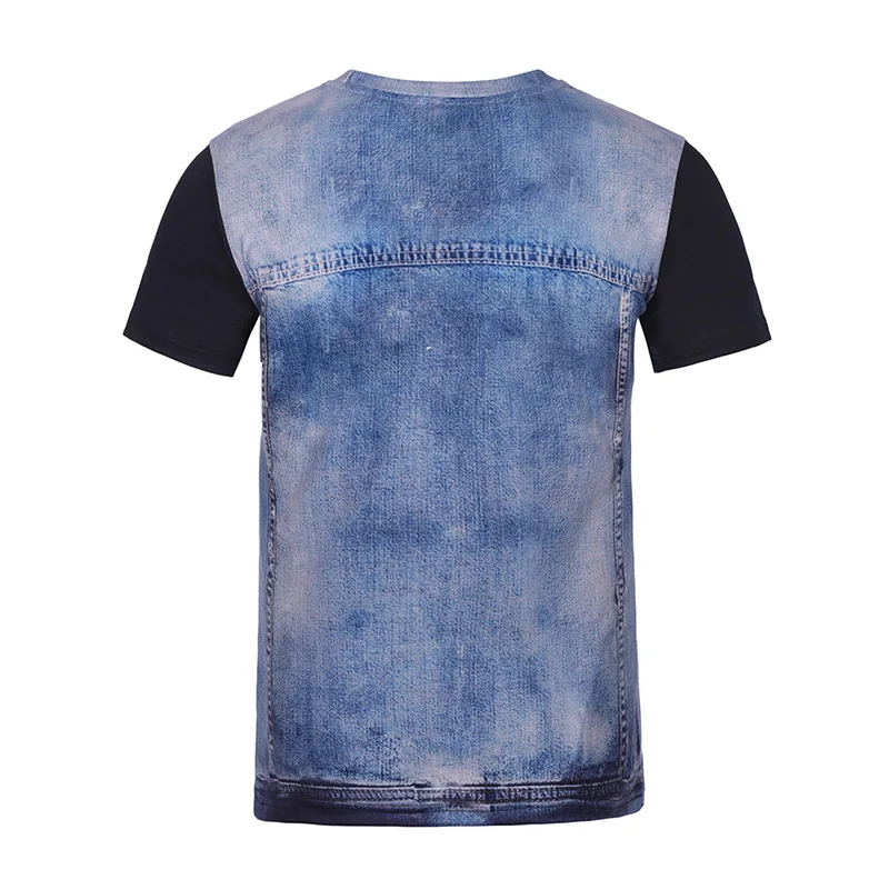Футболка мужская джинсовая с имитацией двух частей лето 2018 | Мужская одежда