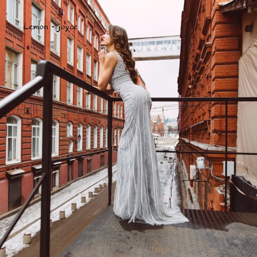 Lemon joyce Formal Gray Evening Dresses Long 2020 Sexy Deep V-Neck Backless Elegant Party Prom Gowns Plus Size | Свадьбы и торжества