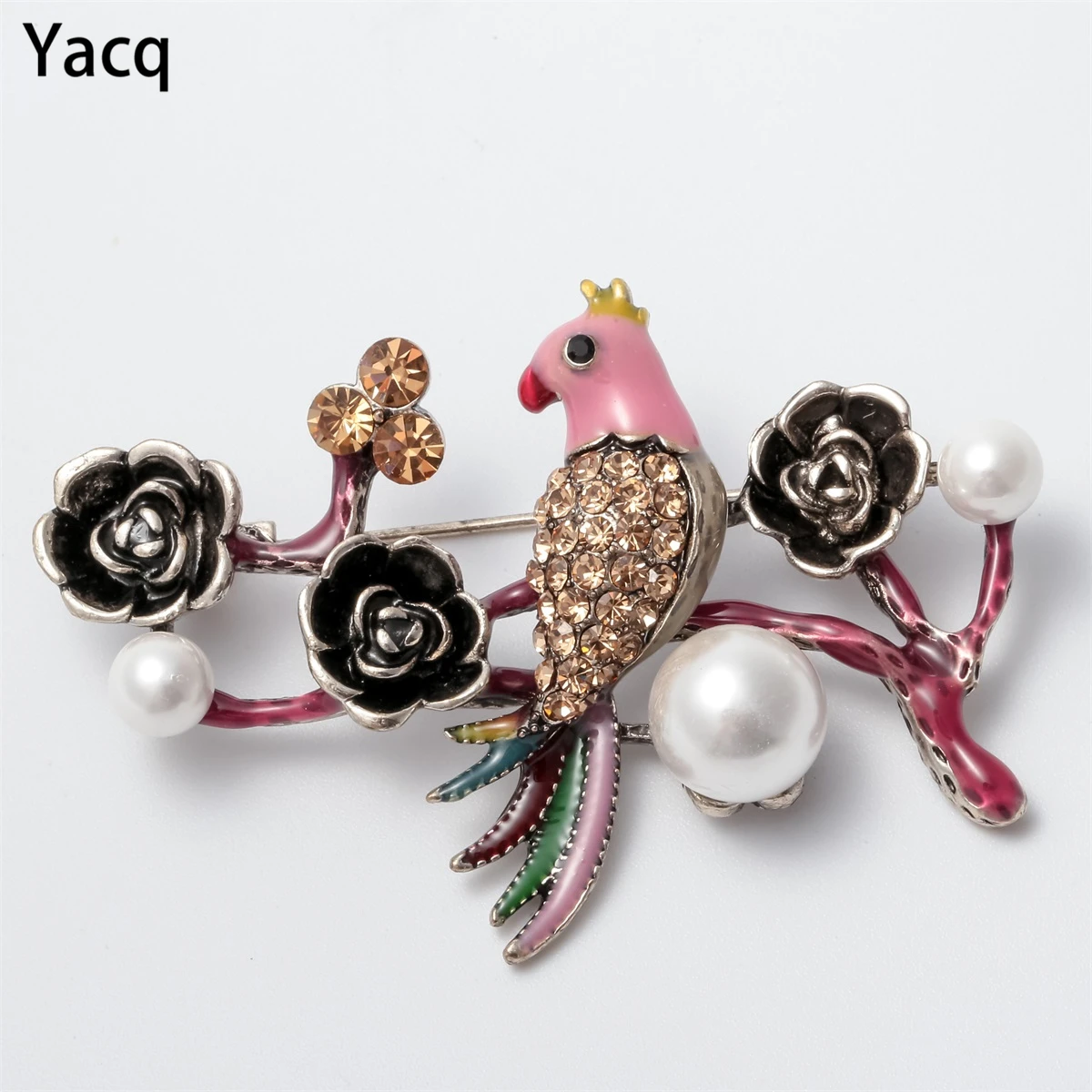 Птица цветок с жемчугом и кристаллами изготовленная на заказ Коллекция